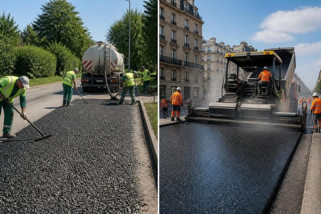découvrez les différences entre l'enrobé à froid et l'enrobé à chaud, leurs avantages et inconvénients pour choisir la solution adaptée à vos travaux de voirie.