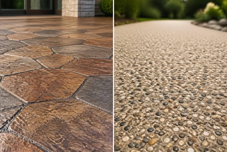 découvrez un comparatif détaillé entre le béton imprimé et le béton désactivé pour choisir la meilleure option esthétique et durable pour vos sols extérieurs.